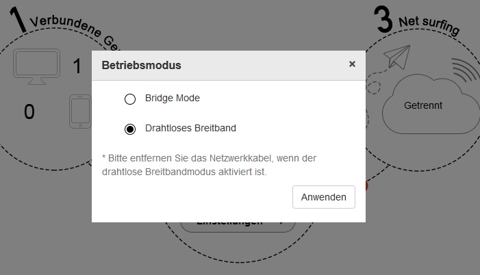 Bridge Mode Einstellungen am HuiTube