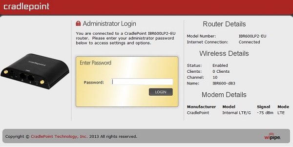 LTE Router IBR600: Login IBR600 Login