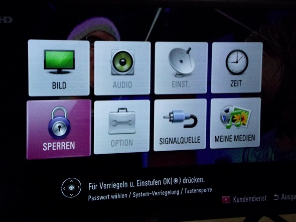 LG Fernseher Kundenmenü