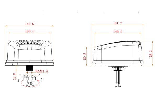 Mechanischer Aufbau der Complete Car 5G Antenne