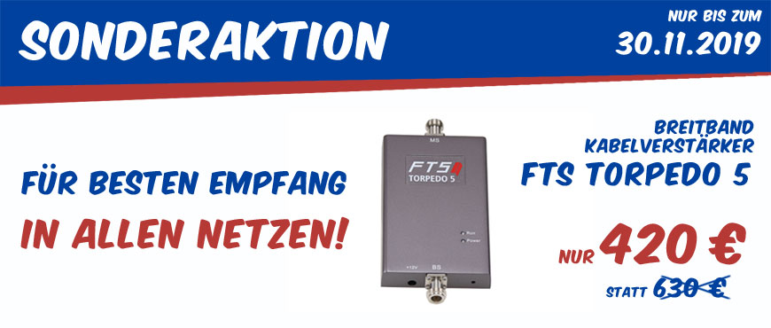 Sonderaktion im August: FTS Torpedo 5 für nur 420 € FTS Torpedo 5 Banner 2019 (V2)