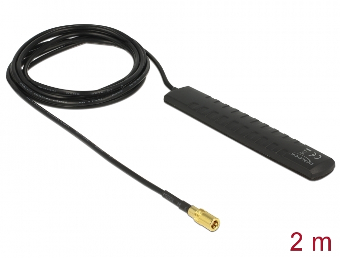 Delock DAB+ DVB-T2 Antenne SMB Stecker aktiv schwarz Klebemontage